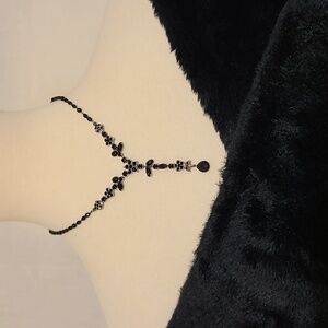 Elegant Black Beaded Y-Shaped Necklace